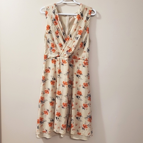 Nougat London - Silk Dress in nude color with floral print - Size 3 - Picture 1 of 7